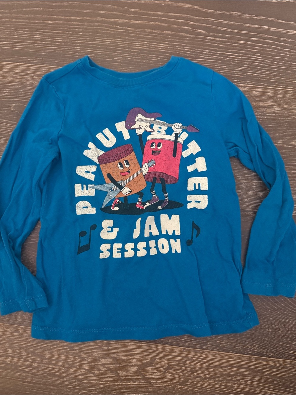 Old Navy Kids' Blue 'Peanut Butter & Jam Session' Long-Sleeve Tee. Size 5T